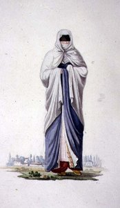 امرأة تركية من سميرنا ، ربما عن طريق Cousinery ، العصر العثماني ، الربع الثالث من القرن الثامن عشر (ألوان مائية على ورق) بواسطة المدرسة الفرنسية