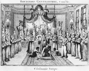 حفل تركي ، توضيح من Le Bourgeois Gentilhomme بواسطة Moliere ، الطبعة 1801 بواسطة المدرسة الفرنسية