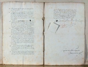 صفحتان من النظام الأساسي للأكاديمية الفرنسية ، 1635 (حبر على ورق) (انظر أيضًا 179947) بواسطة المدرسة الفرنسية