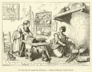 Un repas dans la chambrette de Nuccia (engraving) بواسطة المدرسة الفرنسية