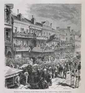 Une rue de la Nouvelle Orleans في يوم الانتخابات 1875 - في "" Le Tour du Monde "" ، 2nd sem. 1876 بواسطة المدرسة الفرنسية
