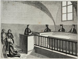 Une these at the school of law in Paris - نقش في "Tableau-de-Paris" بقلم إدموند تيكسييه 1852 بواسطة المدرسة الفرنسية
