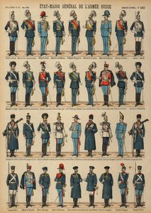 Uniforms of the Russian Army (coloured engraving) بواسطة المدرسة الفرنسية
