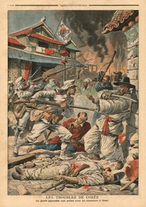 اضطراب في سيول ، كوريا ، رسم توضيحي من "Le Petit Journal" ، ملحق Illustre ، 4 أغسطس 1907