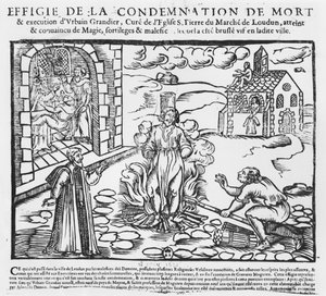 أحرق أوربين غراندييه على المحك بعد أحداث حيازة لودون 1634 (نقش الخشب)