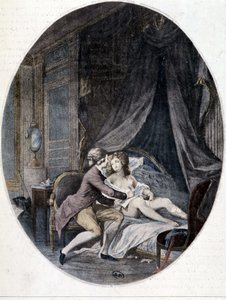 Valmont writing a letter on Emilia