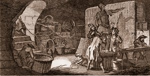 صانع سلة - أدوات - صانع كرة سلة - "" The Great Encyclopedie، ou Dictionnaire Raisonne des Sciences، des Arts et des Metiers "(موسوعة أو قاموس العلوم والفنون والمهن) بقلم دينيس ديدرو (1713-1784) وجان د ' أليمبرت (1717-1783) بواسطة المدرسة الفرنسية