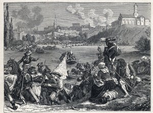 حرب فيندي (1793-1796): عاد آل فينديانز ، الذين هُزموا في معركة شوليه ، إلى لوار في 18 أكتوبر. بواسطة المدرسة الفرنسية
