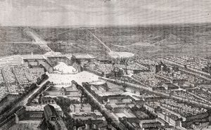 فرساي مع قلعته في القرن التاسع عشر - نقش في "La France illustree: الجغرافيا والتاريخ والإدارة الإحصائية" بواسطة VA Malt-Brown. 1884 بواسطة المدرسة الفرنسية
