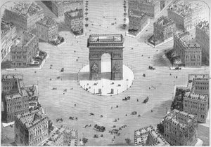 منظر لـ Place de l'Etoile في باريس ، من رسم للمهندس المعماري M. Wibaille بواسطة المدرسة الفرنسية
