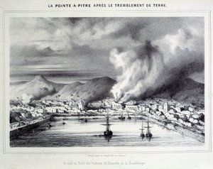 View of Pointe a Pitre (Pointe-a-Pitre) after the earthquake on 8/02/1843. Engraving of the 19th century Chartres, Musee des Beaux Arts بواسطة المدرسة الفرنسية