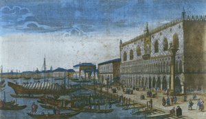 منظر لقصر الدوق والقناة الكبرى ، البندقية ، إيطاليا (نقش الألوان) بواسطة المدرسة الفرنسية