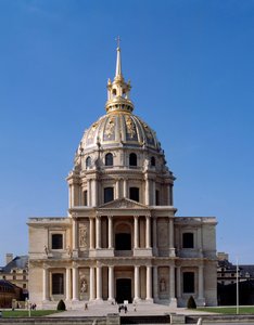 منظر لـ Hotel des Invalides ، نصب تذكاري باريسي ، أمر ببنائه لويس الرابع عشر في عام 1670. باريس بواسطة المدرسة الفرنسية