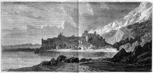منظر لمدينة موناكو عام 1860. نقش في "" العالم المصور "رقم 157 بتاريخ 14 أبريل 1860. بواسطة المدرسة الفرنسية