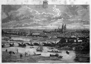 View of the city of Tours in the Indre et Loire. Engraving from 1880 in “La republique illustree”” private collection. بواسطة المدرسة الفرنسية