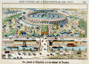 منظر للمعرض العالمي من تروكاديرو في باريس. نقش عام 1867. باريس، متحف الكرنفال بواسطة المدرسة الفرنسية