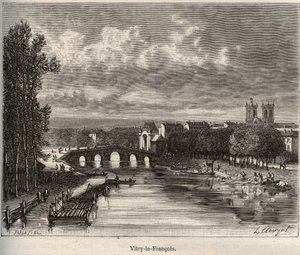 Vitry-le-Francois (Vitry le Francois) قسم Marne - نقش في "La France illustree: الجغرافيا والتاريخ والإدارة الإحصائية" بواسطة VA Malt-Brown. 1884 بواسطة المدرسة الفرنسية