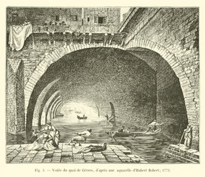 Voute du quai de Gevres ، بعد لوحة مائية من قبل Hubert Robert ؛ 1773 بواسطة المدرسة الفرنسية