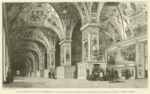 Vue de la Bibliotheque du Vatican au dix-huitieme siecle (engraving) بواسطة المدرسة الفرنسية