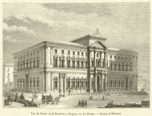 Vue du Musee royal Bourbon, a Naples, rue des Etudes (engraving) بواسطة المدرسة الفرنسية