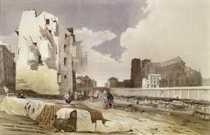 نساء الغسالة في Lavoirs في Quai Montebello ، c.1840 بواسطة المدرسة الفرنسية