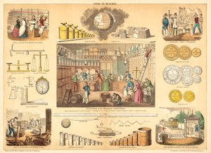 Weights and measures (coloured engraving) بواسطة المدرسة الفرنسية
