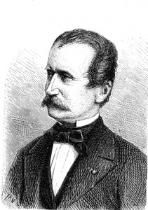 فيلهلم إنجيرث (1814-1884)، مهندس نمساوي، مصمم أول قاطرة جبلية. نقش 1867 بواسطة المدرسة الفرنسية