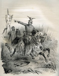 وليام الفاتح أثناء الهجوم والاستيلاء على مانتس في يوليو 1087 ، رسم توضيحي من "فرنسا في العصور الوسطى" (نقش) بواسطة المدرسة الفرنسية