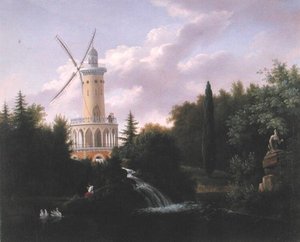 طاحونة هوائية في Folie-Beaujon في باريس ، c.1830 بواسطة المدرسة الفرنسية
