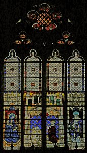 نافذة W210 تصور النافذة الملكية مع Virgi Mary و Charles VI و St Denis بواسطة المدرسة الفرنسية