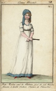 Woman in a kerchief-turban and tunic dress بواسطة المدرسة الفرنسية