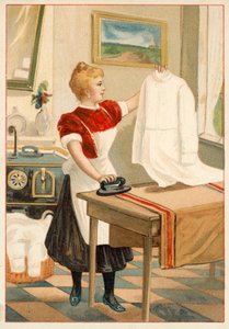 Woman ironing (chromolitho) بواسطة المدرسة الفرنسية