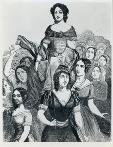 النساء اللواتي يحملن جان ديروين (1805-94) في Triumph ، من Les Femmes Celebres ، المجلد الأول ، باريس ، مازنود ، 1848 بواسطة المدرسة الفرنسية