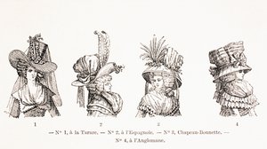 أنماط قبعة المرأة في القرن الثامن عشر ، 1875 بواسطة المدرسة الفرنسية