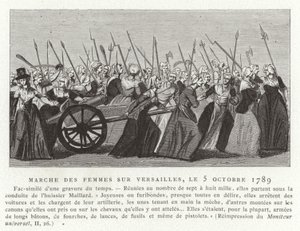 مسيرة نسائية في فرساي ، الثورة الفرنسية ، 5 أكتوبر 1789 بواسطة المدرسة الفرنسية