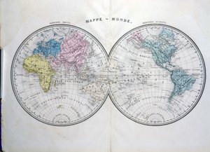 خريطة العالم ، رسم توضيحي من Atlas Geographique Moderne بقلم Prosper-Auguste Poulain de Bossay ، c.1850