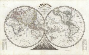 خريطة العالم في نصفين (نقش الألوان)