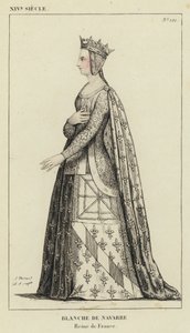 XIV Siecle ، Blanche de Navarre ، Reine de France (نقش ملون) بواسطة المدرسة الفرنسية