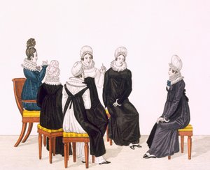 دردشة الشابات ، ج. 1820 (نقش الألوان) بواسطة المدرسة الفرنسية