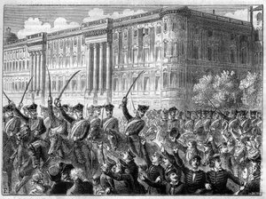 أحداث حرب التحالف الرابع 1806 - 1807 حماسة الحرب في برلين - التحالف الرابع - التحريض الكبير في برلين - إطلاق النار على كري دي غيري ضد فرنسا - في "تاريخ الإمبراطورية في جناح تاريخي للقنصلية" بقلم أدولف تيير - 1879 - خاص بواسطة المدرسة الفرنسية