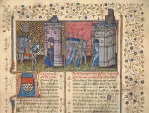 F. 73: حصار بريست ، من "سجلات فرنسا وإنجلترا" ، بقلم جان فرويسارت (ورق). بواسطة المدرسة الفرنسية