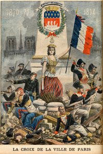 fluctuat nec mergitur - تم تقديم صليب مدينة باريس في شعار باريس ، رسم توضيحي من صحيفة "Le Petit Journal" الإنجليزية في 5 مايو بواسطة المدرسة الفرنسية