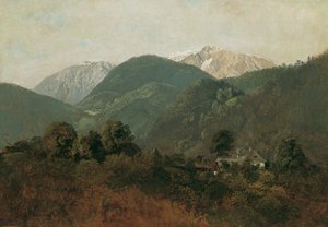 منظر من Scheuchenstein إلى Gauermannhof مع Schneeberg في الخلفية