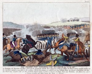 Bataille d'Ostrovno ou Ostrowno- لقاء Ostrovno ، بالقرب من Vitebsk ، في 25 يوليو 1812 - Campe ، August Friedrich Andreas (1777-1846) - حفر ، ألوان مائية - 23x36 - مجموعة خاصة بواسطة فريدريش كامب