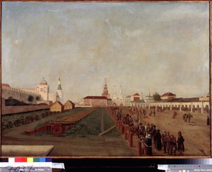 الساحة الحمراء في موسكو. لوحة لفريدريك هيلفردينج (1710-1798) ، زيت على قماش ، حوالي عام 1780. الفن الألماني في القرن الثامن عشر. متحف الدولة الروسية ، سانت بطرسبرغ. بواسطة فريدريش هيلدردينج
