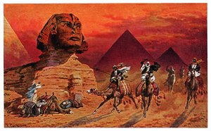 تمثال أبو الهول بالجيزة ، حوالي 1900 (طباعة) بواسطة فريدريش بيرلبيرج