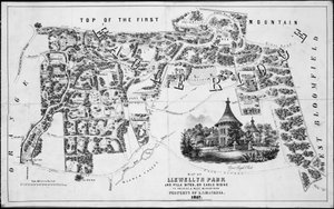 خريطة Llewellyn Park and Villa Sites ، على Eagle Ridge في Orange & West Bloomfield، 1857.، 1857. بواسطة صديق والجامعة