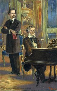 واغنر والملك لودفيج الثاني ، عام 1900 (لون ليثو) بواسطة فريتز بيرغن