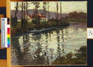 نهر المناظر الطبيعية مع البط بواسطة جوهان فريدريك ثاولو