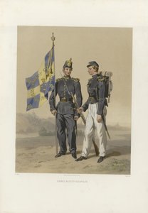 رسم توضيحي مأخوذ من كتاب الجيوش السويدية والنرويجية والأساطيل في زيهم الحالي بواسطة دارديل ، فريتز فون ونشره بونييه (انظر ، 1863) بواسطة فريتز فون دارديل